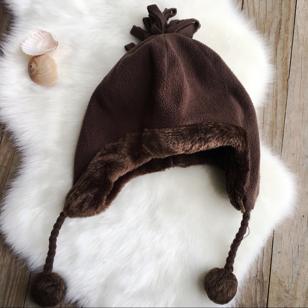 TARGET Brown Fleece Faux Fur Trim Hat Youth 8-16